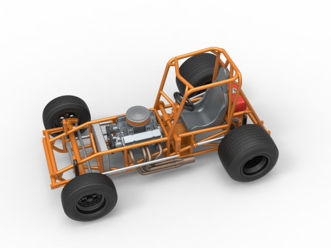 Vintage Sprint car Base Version 2 Scale 1 to 25 3D 프린트 모델