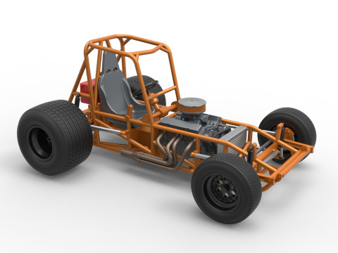 Vintage Sprint car Base Version 2 Scale 1 to 25 3D 프린트 모델