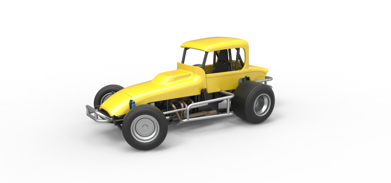 Vintage Sprint car while turning Version 2 Scale 1 to 25 3D प्रिंट मॉडल .c4d .max .obj .3ds .fbx .stl .blend