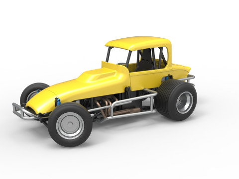 Vintage Sprint car while turning Version 2 Scale 1 to 25 3D Принт Модель