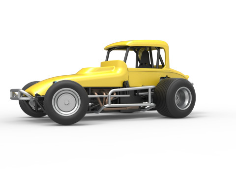 Vintage Sprint car while turning Version 2 Scale 1 to 25 3D प्रिंट मॉडल