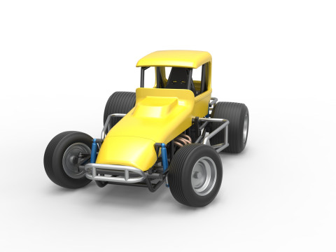 Vintage Sprint car while turning Version 2 Scale 1 to 25 3D प्रिंट मॉडल