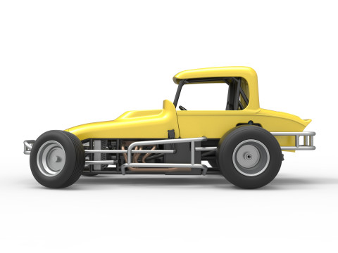 Vintage Sprint car while turning Version 2 Scale 1 to 25 3D प्रिंट मॉडल