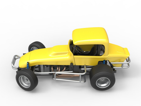 Vintage Sprint car while turning Version 2 Scale 1 to 25 3D प्रिंट मॉडल