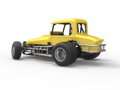 Vintage Sprint car while turning Version 2 Scale 1 to 25 3D प्रिंट मॉडल