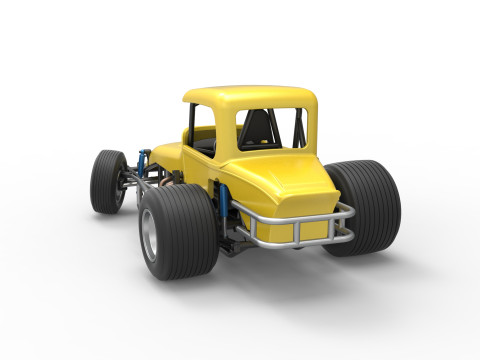 Vintage Sprint car while turning Version 2 Scale 1 to 25 3D प्रिंट मॉडल