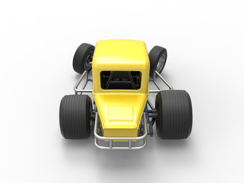 Vintage Sprint car while turning Version 2 Scale 1 to 25 3D प्रिंट मॉडल