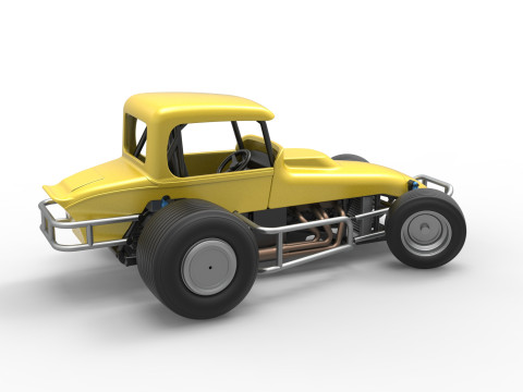 Vintage Sprint car while turning Version 2 Scale 1 to 25 3D प्रिंट मॉडल
