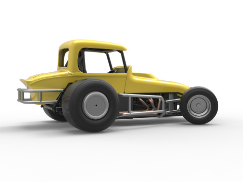 Vintage Sprint car while turning Version 2 Scale 1 to 25 3D प्रिंट मॉडल