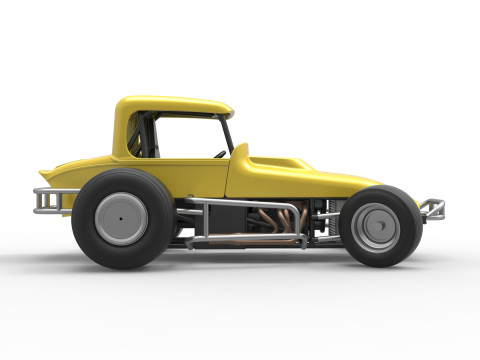 Vintage Sprint car while turning Version 2 Scale 1 to 25 3D प्रिंट मॉडल