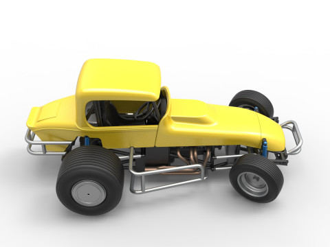 Vintage Sprint car while turning Version 2 Scale 1 to 25 3D प्रिंट मॉडल