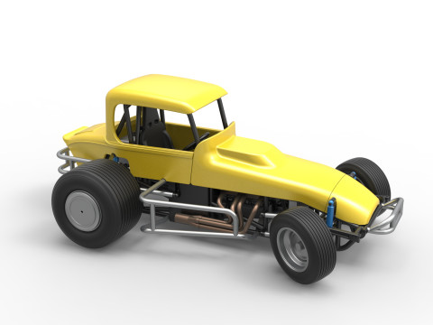 Vintage Sprint car while turning Version 2 Scale 1 to 25 3D प्रिंट मॉडल