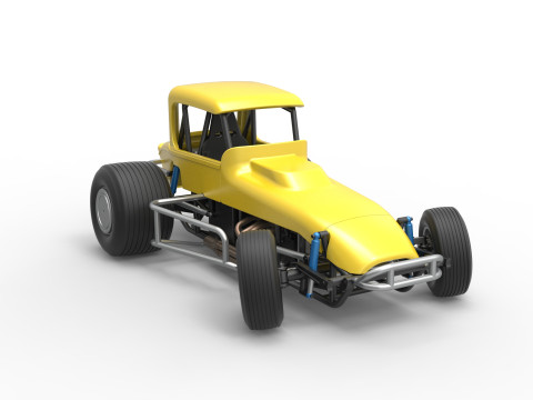 Vintage Sprint car while turning Version 2 Scale 1 to 25 3D प्रिंट मॉडल