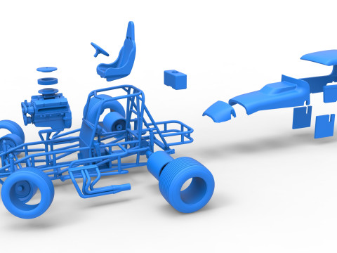 Vintage Sprint car while turning Version 2 Scale 1 to 25 3D प्रिंट मॉडल