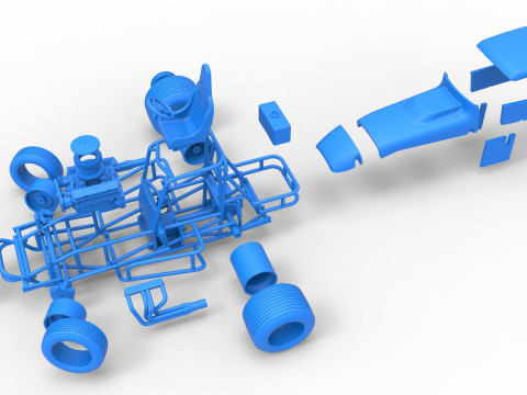 Vintage Sprint car while turning Version 2 Scale 1 to 25 3D प्रिंट मॉडल