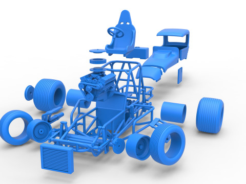 Vintage Sprint car while turning Version 2 Scale 1 to 25 3D प्रिंट मॉडल