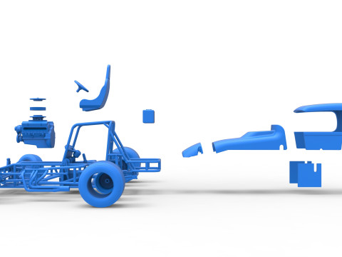 Vintage Sprint car while turning Version 2 Scale 1 to 25 3D प्रिंट मॉडल