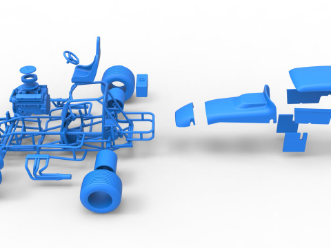 Vintage Sprint car while turning Version 2 Scale 1 to 25 3D प्रिंट मॉडल