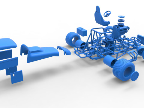 Vintage Sprint car while turning Version 2 Scale 1 to 25 3D प्रिंट मॉडल