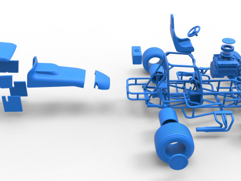 Vintage Sprint car while turning Version 2 Scale 1 to 25 3D प्रिंट मॉडल