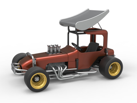 Vintage Winged Supermodified stock car Scale 1 to 25 3D 프린트 모델