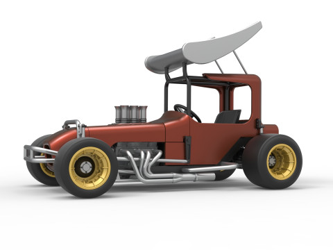 Vintage Winged Supermodified stock car Scale 1 to 25 3D Baskı Modeli