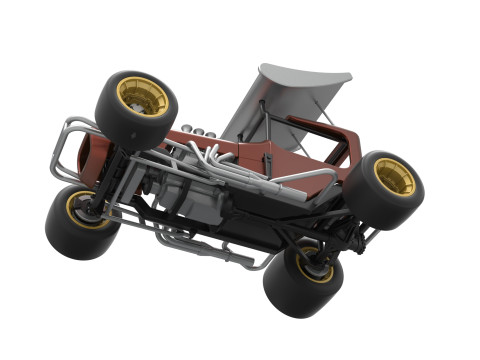 Vintage Winged Supermodified stock car Scale 1 to 25 3D Baskı Modeli