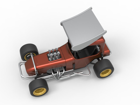 Vintage Winged Supermodified stock car Scale 1 to 25 3D Baskı Modeli