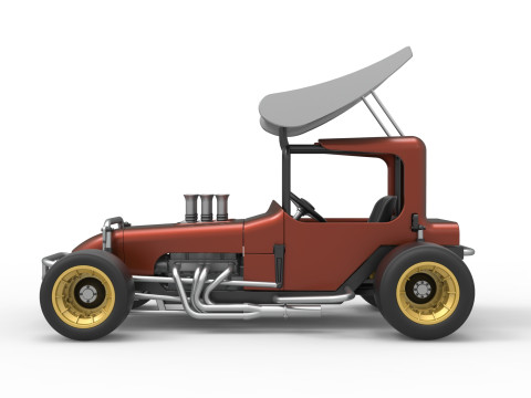 Vintage Winged Supermodified stock car Scale 1 to 25 3D Baskı Modeli