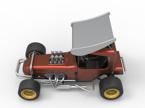 Vintage Winged Supermodified stock car Scale 1 to 25 3D Baskı Modeli