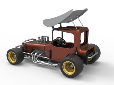 Vintage Winged Supermodified stock car Scale 1 to 25 3D Baskı Modeli