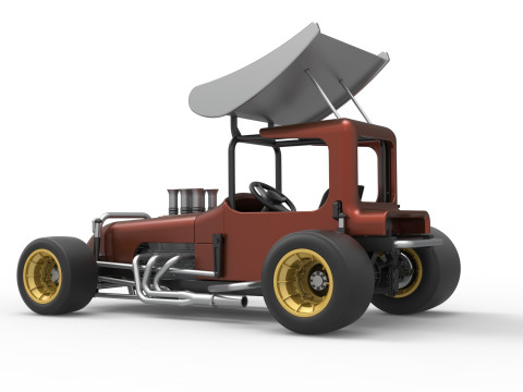 Vintage Winged Supermodified stock car Scale 1 to 25 3D Baskı Modeli