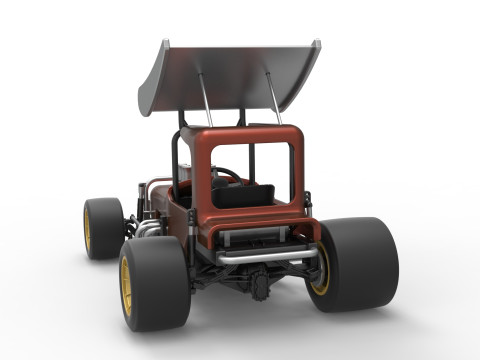 Vintage Winged Supermodified stock car Scale 1 to 25 3D Baskı Modeli