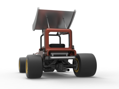Vintage Winged Supermodified stock car Scale 1 to 25 3D Baskı Modeli
