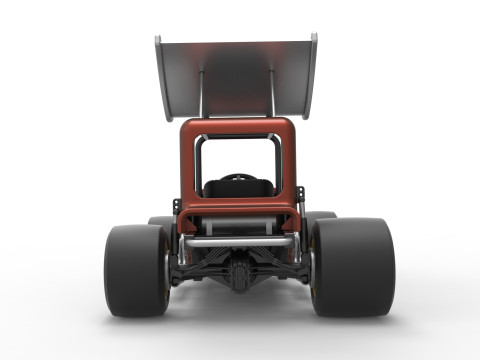 Vintage Winged Supermodified stock car Scale 1 to 25 3D Baskı Modeli