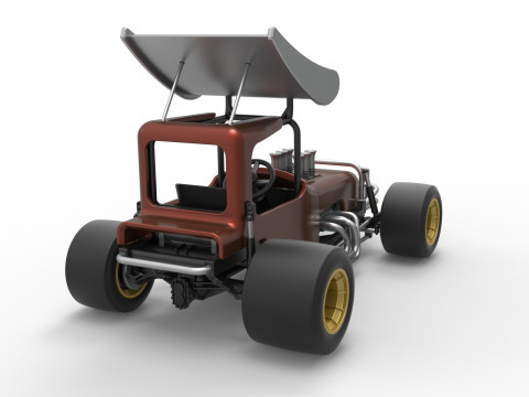 Vintage Winged Supermodified stock car Scale 1 to 25 3D Baskı Modeli