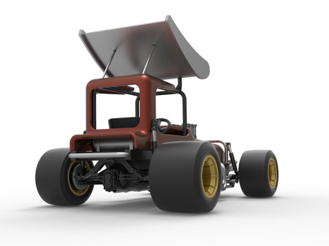 Vintage Winged Supermodified stock car Scale 1 to 25 3D Baskı Modeli