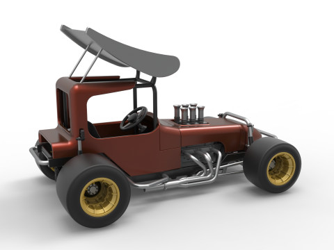Vintage Winged Supermodified stock car Scale 1 to 25 3D Baskı Modeli