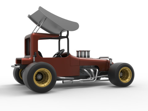 Vintage Winged Supermodified stock car Scale 1 to 25 3D Baskı Modeli
