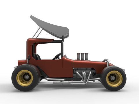 Vintage Winged Supermodified stock car Scale 1 to 25 3D Baskı Modeli