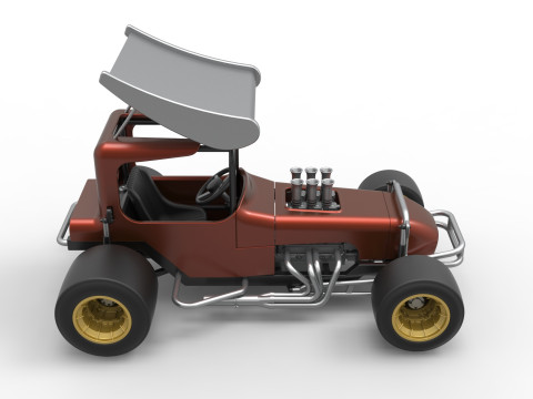Vintage Winged Supermodified stock car Scale 1 to 25 3D Baskı Modeli
