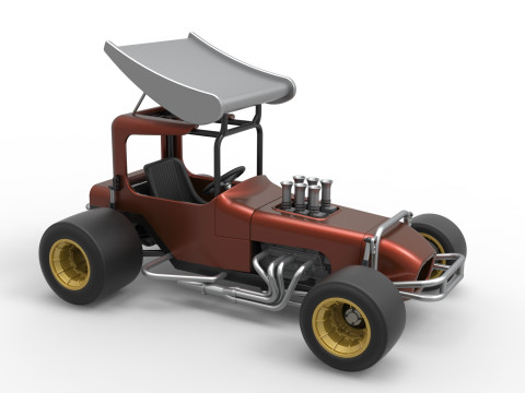 Vintage Winged Supermodified stock car Scale 1 to 25 3D Baskı Modeli
