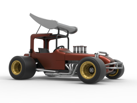 Vintage Winged Supermodified stock car Scale 1 to 25 3D Baskı Modeli