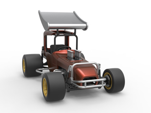Vintage Winged Supermodified stock car Scale 1 to 25 3D Baskı Modeli