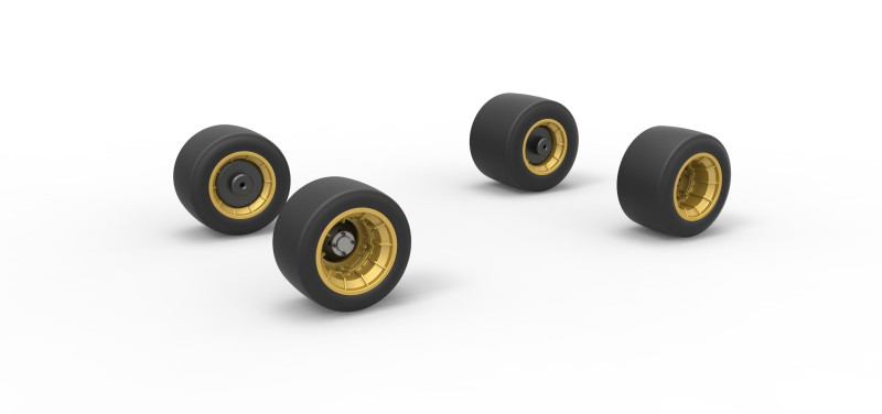 Wheel set of Vintage Asphalt Supermodified stock car Scale 1 to 25 3D Baskı Modeli .c4d .max .obj .3ds .fbx .stl .blend