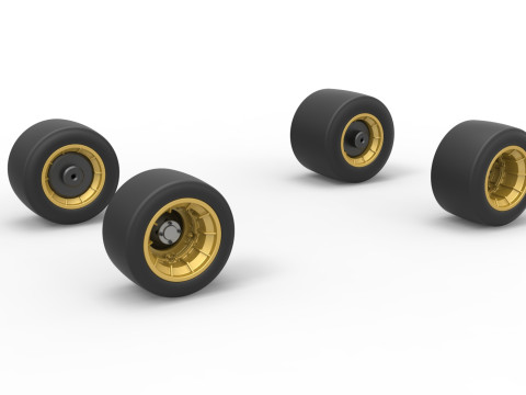 Wheel set of Vintage Asphalt Supermodified stock car Scale 1 to 25 3D Принт Модель
