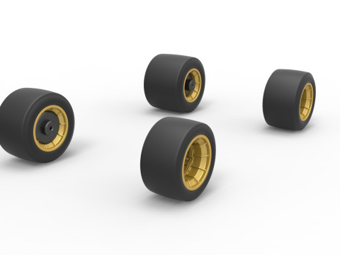 Wheel set of Vintage Asphalt Supermodified stock car Scale 1 to 25 3D Baskı Modeli