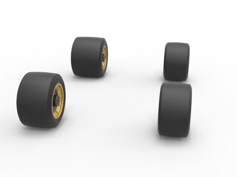 Wheel set of Vintage Asphalt Supermodified stock car Scale 1 to 25 3D Baskı Modeli
