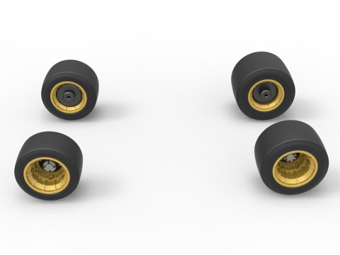 Wheel set of Vintage Asphalt Supermodified stock car Scale 1 to 25 3D Baskı Modeli