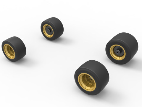 Wheel set of Vintage Asphalt Supermodified stock car Scale 1 to 25 3D Baskı Modeli